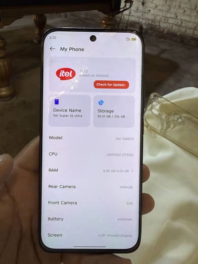 Itel super s26 ultra 8/256gb 11 month warranty only one month use