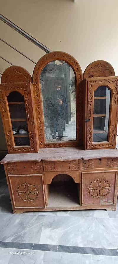 Chitrali Diyar Wood Dressing Table | Handmade Carving | Waterproof