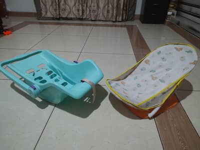 Baby bath sitter and baby bouncer both included
