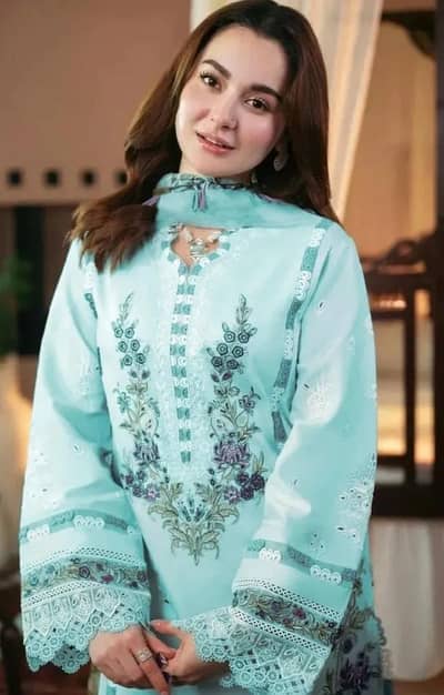 Designer wear Mint Green 3-Piece luxury chikenkari lawn collection