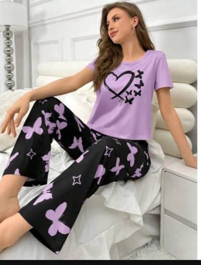 women  printed cotton night