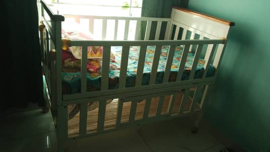 Baby wooden cot with mattress