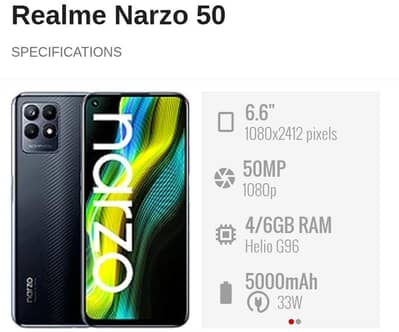 Realme Narzo 50  Gaming phone