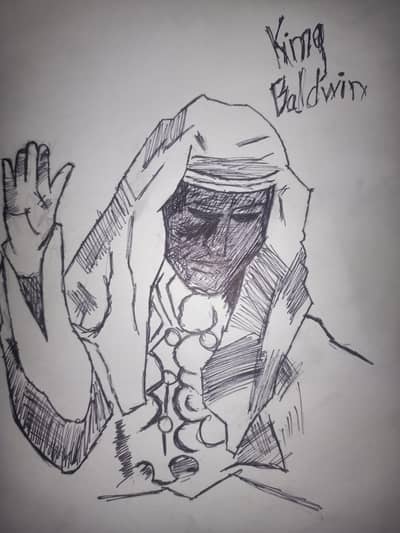 Custom Split Art: King Baldwin & BMW M5 Pencil Drawing