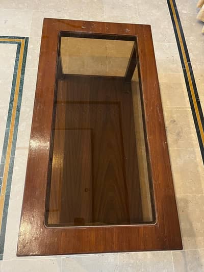 Wood Table set with glass inlays 3 piece