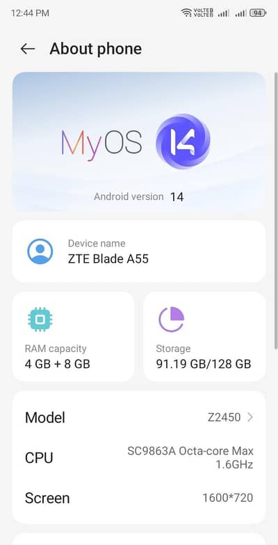 Zte Blade A55 Mobile all ok for sale with box