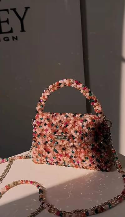 `Multi Color Pearl Beaded Mini Bag - Party Wear Clutch - AVEY Brand`