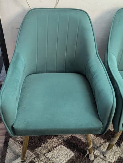 Premium Sea Green Velvet Chairs – Set of 2 – Excellent Condition