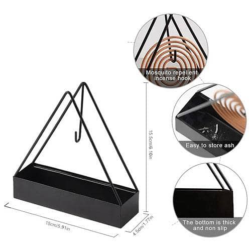 Anti-Scald Mosquito Coil Holder With Tray Creative Wrought Iron Triangular Shape Mosquito Repellent Incense Rack