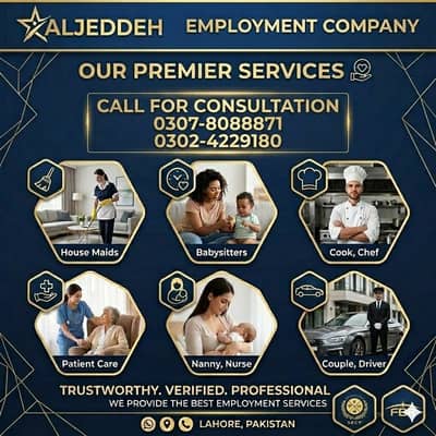 House Maid Babysitter Pakistani Cook Couple Driver all Domestic Staff