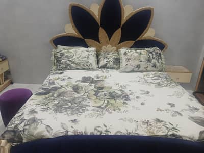 full size bed with sight table and dressing table