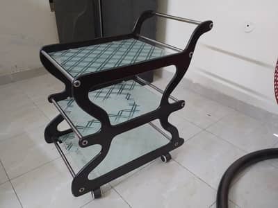 KITCHEN TEA TROLLY GLASS SERVING