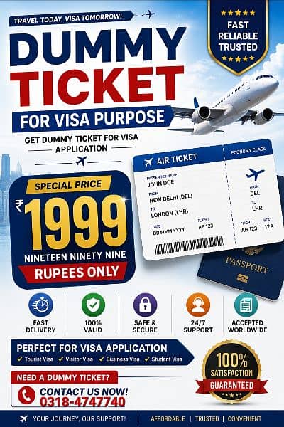 Ticket and Hotel Booking visa purpose