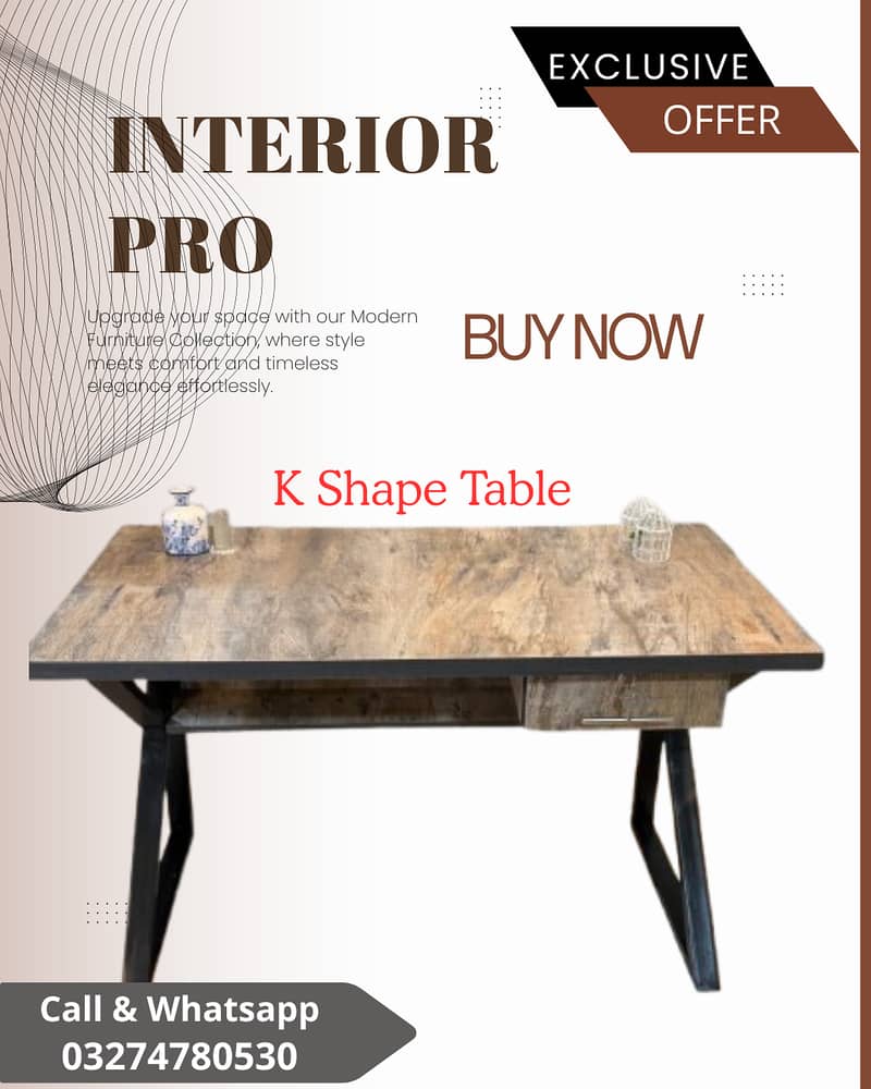 K shape table- Laptop table - office table - work station- study table 3