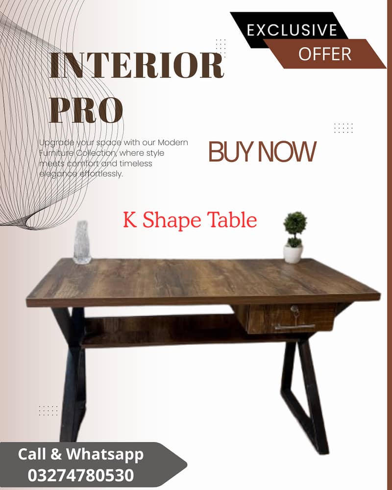 K shape table- Laptop table - office table - work station- study table 4