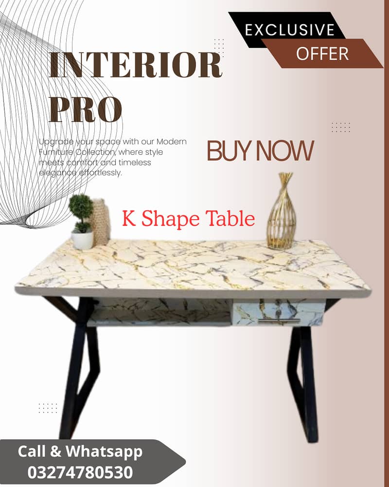 K shape table- Laptop table - office table - work station- study table 5