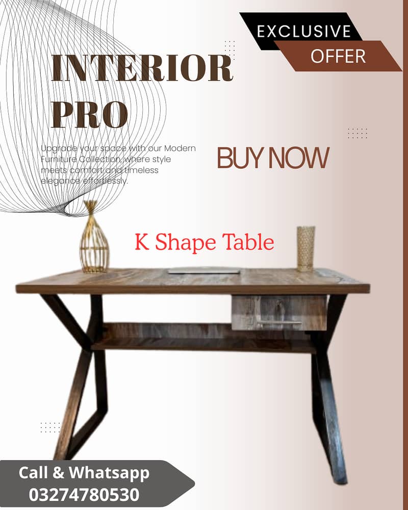 K shape table- Laptop table - office table - work station- study table 6