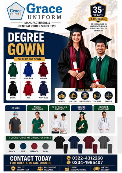 DEGREE GOWN / Nurse/Doctor Uniform /OT Kit & Doctor Uniform
