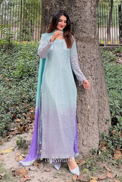  Chiffon Embroidered 3PC Suit | Heavy Work | Free Delivery