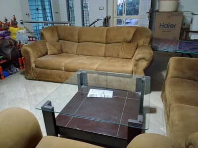 8 seater sofa with square table and  2 side tables