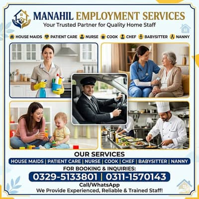 Maid, House Maids, cook, chef, Baby Sitter, Filipino maids Available