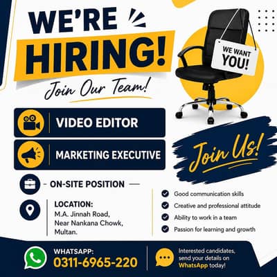 Need video editor and Marketer onsite