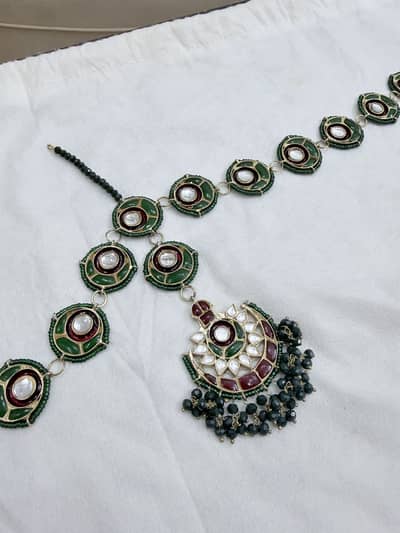 Designer Kundan Bridal set with seesh patti