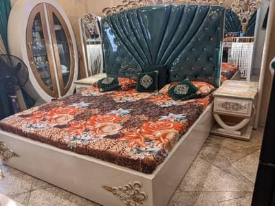 luxury complete bedroom set with wardrobe, dressing, bed & showcase