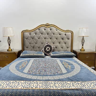 Bed with  molty foam mattres side table dresing table and so