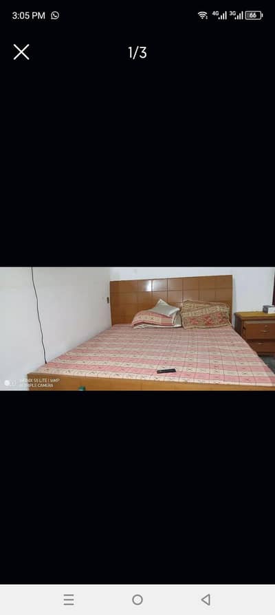 bed with side table