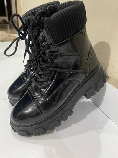 Makeshan Black Long Boots – Brand New | High Sole Chunky Boots