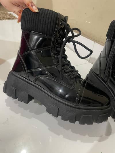 Makeshan Black Long Boots – Brand New | High Sole Chunky Boots