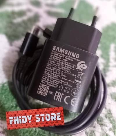 Samsung 25w adaptor with black fast charging data cable