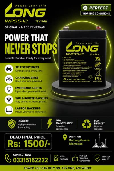 12V 5AMP like brand new- read pic for specs