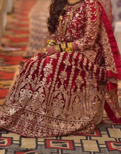 Urgent Sale! Maroon Heavy Bridal Baraat Lehenga - 45k Final
