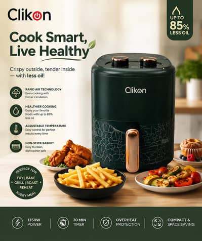 Clikon Air Fryer - Brand New Box Packed | Healthy Oil-Free Cooking