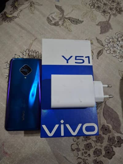 Vivo Y51 4/128 box charger sath all original no any fault pta approved