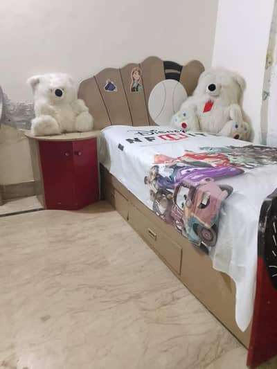 brand new sports edition bed with spring mattress and side table