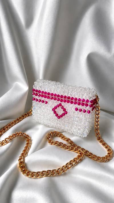 handmade crystal beads bag