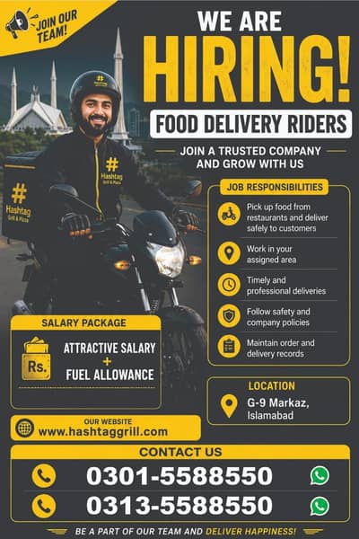 Rider required for Food delivery