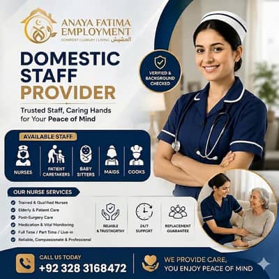 Maids / House Maids / cook / House chef / Baby Sitter maid available