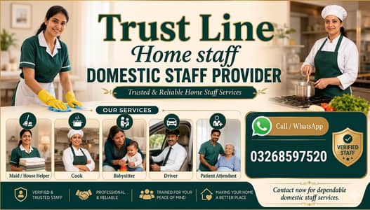 Maids / House Maids / cook / House chef / Baby Sitter maid available
