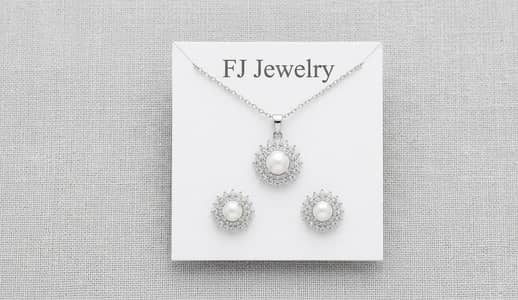 Elegant Pearl & Zircon Jewelry Set (Pendant with Earrings)