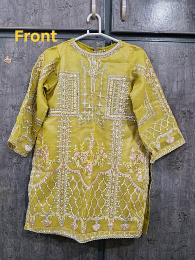 Fancy Wedding/Party Wear 3-Piece Suite – Olive/Mustard Green