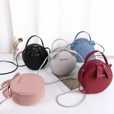 Women's Blue Round Zipper Mobile Bag