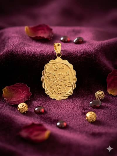  Beautiful Gold Pendant – Islamic Calligraphy Design 