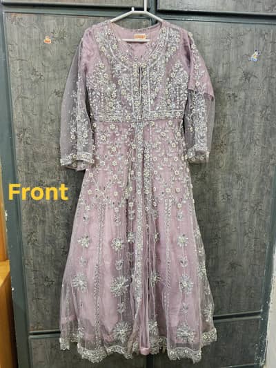 Beautiful Lilac 3-Piece Fancy Net Gown Suit + FREE Clutch