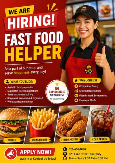 fast food helper chahiye
