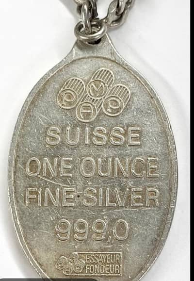 SUISSE  ONE OUNCE FINE SILVER  999,0 2.6 TOLA