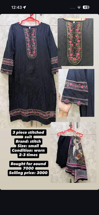 Stitched small size near to new dresses for sale. Reason - weight gain